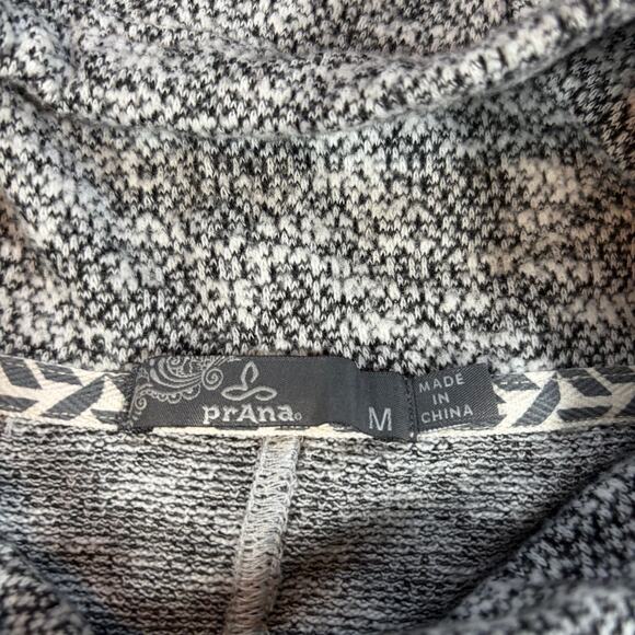 prana womens cowl neck black white heathered drawstring tunic length sweater. M - Picture 2 of 6